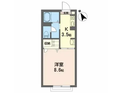 グラン・サラナB(1K/2階)の間取り写真