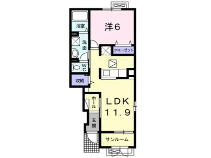 グラン ソレイユ(1LDK/1階)の間取り写真