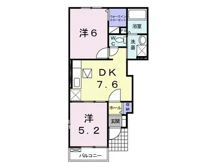 イストワールIII(2DK/1階)の間取り写真