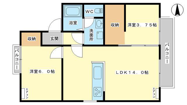 ＪＲ姫新線 播磨高岡駅 徒歩40分 2階建 築41年(2LDK/1階)の間取り写真