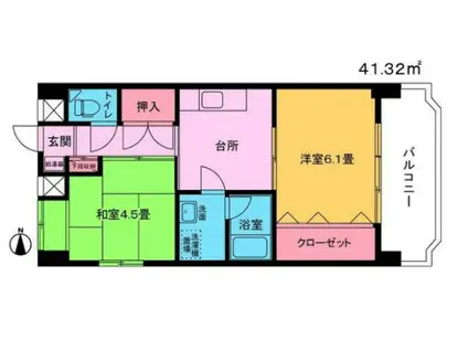 オクムラハイツ(2K/4階)の間取り写真