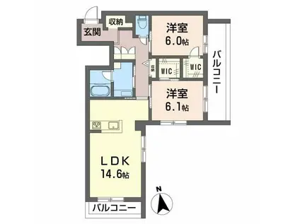 ディアマント番町(2LDK/2階)の間取り写真