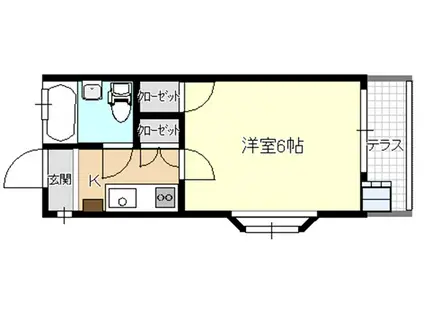 イーストウィンド(ワンルーム/2階)の間取り写真