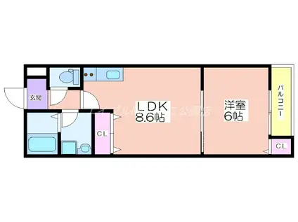 EIJU粉浜駅前(1LDK/2階)の間取り写真