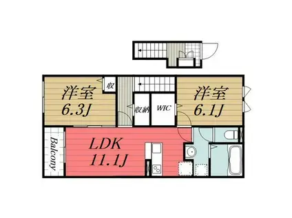 メゾンライフ(2LDK/2階)の間取り写真