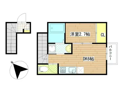 LIBRACOURT八幡(1DK/1階)の間取り写真