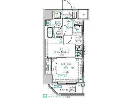 MIND両国(1DK/8階)の間取り写真