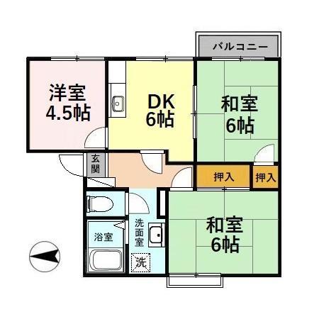 フレグランス パヒューム(3DK/1階)の間取り写真