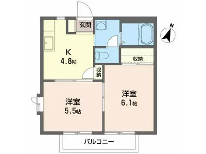 パークヒルズK(2K/2階)の間取り写真