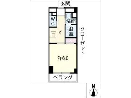 星ヶ丘リビング(1K/6階)の間取り写真