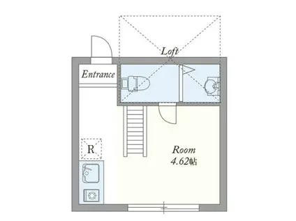 GRAND STUDIO 新都心(ワンルーム/2階)の間取り写真
