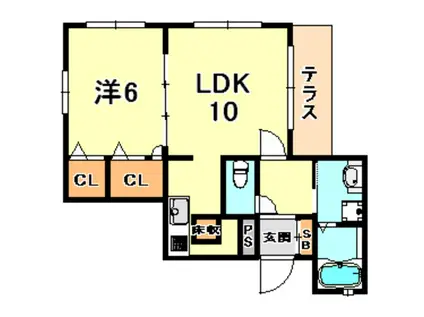 シェーンベルク六甲(1LDK/1階)の間取り写真