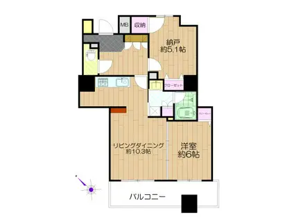 ラクアル・オダサガ(2LDK/16階)の間取り写真