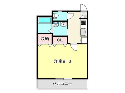エクセレント新地(1K/2階)の間取り写真