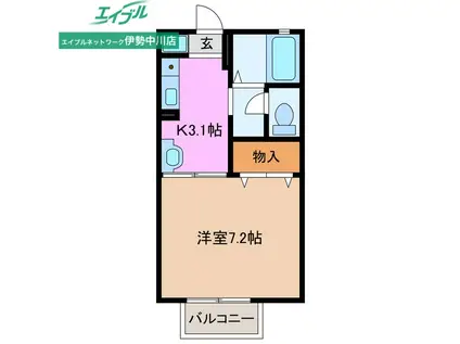 ディアスII(1K/1階)の間取り写真