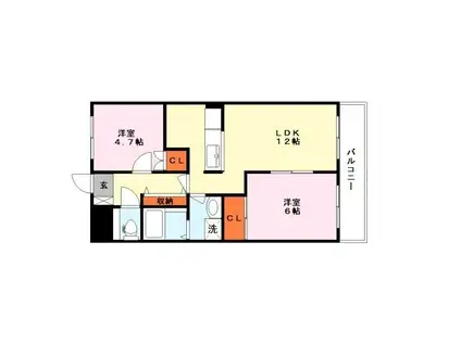 ピュアフレンド(2LDK/1階)の間取り写真