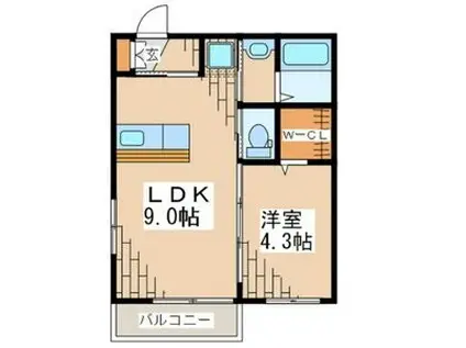 サンシャイン(1LDK/3階)の間取り写真