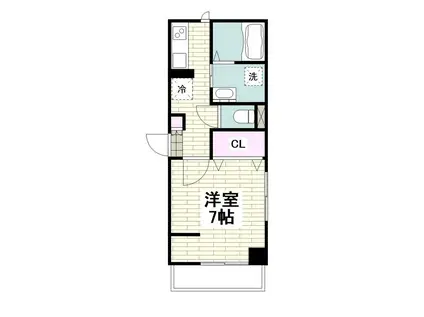 ディアコート武蔵新田(1K/2階)の間取り写真