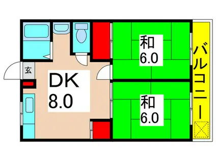 コーポナガセ(2DK/2階)の間取り写真