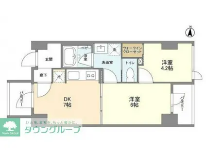 ドゥーエ錦糸町(1LDK/8階)の間取り写真