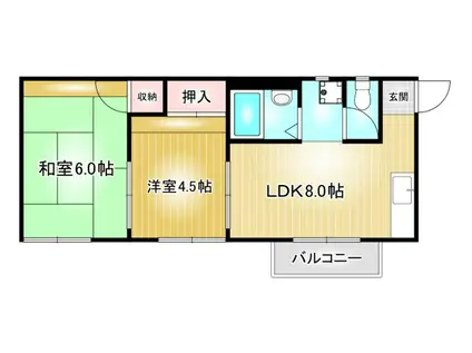 フォーブル蟹江(2LDK/2階)の間取り写真