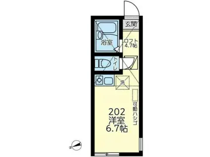ユナイト東寺尾システィーナの杜(ワンルーム/2階)の間取り写真