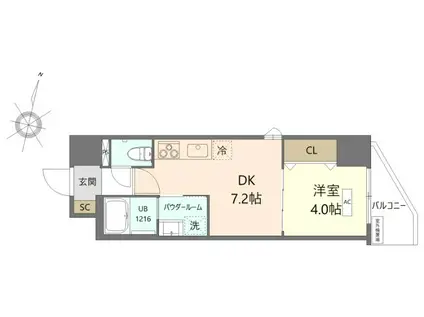 ケークラシオン(1DK/8階)の間取り写真