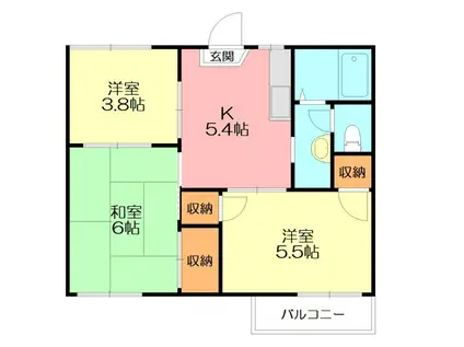 ハイツシャルム(3K/1階)の間取り写真