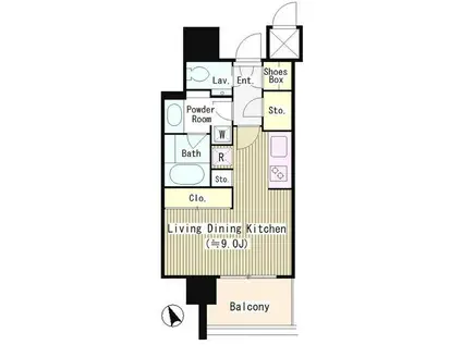 THE ROPPONGI TOKYO CLUB RESIDENCE(ワンルーム/14階)の間取り写真