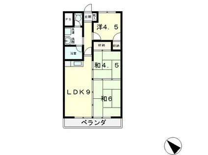 エスポワール伊勢(3DK/2階)の間取り写真