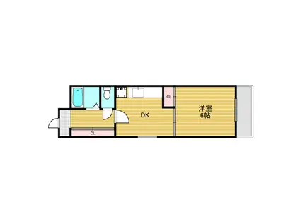 島ビル(1DK/5階)の間取り写真