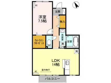 リビングタウン松若町(1LDK/1階)の間取り写真