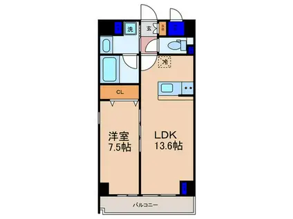 ウェスタ四条(1LDK/8階)の間取り写真