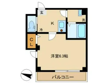 カペラVII(1K/1階)の間取り写真