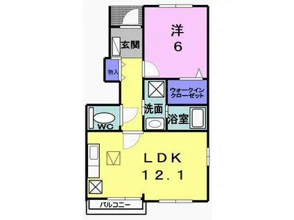 プレシャス阿古曽A(1LDK/1階)の間取り写真