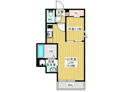 GRANTIC SAKURA(1LDK/1階)の間取り写真