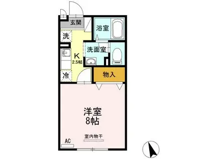 セジュール 久松台(1K/1階)の間取り写真