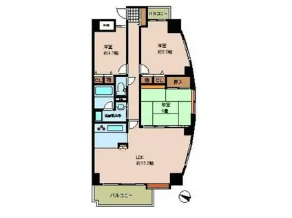 シーブリーズ東原弐番館(3LDK/11階)の間取り写真