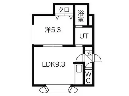ドミールモエ南郷通13(1DK/2階)の間取り写真