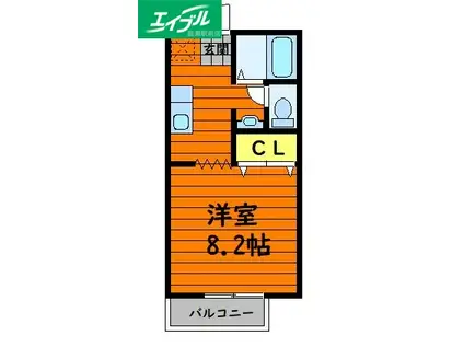 セントラル総社A棟(1K/2階)の間取り写真