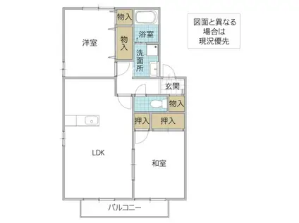 シャインメモリー館C(2LDK/2階)の間取り写真