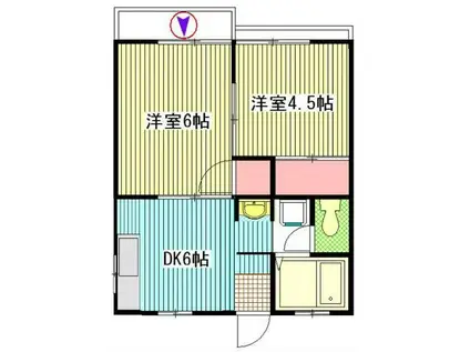 コーポ叶(2DK/1階)の間取り写真