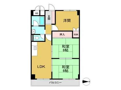 向陽グランドハイツ(3LDK/3階)の間取り写真