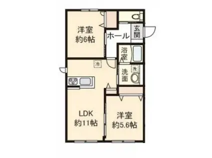 グランツ ハイム(2LDK/2階)の間取り写真