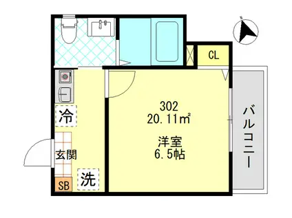 グレイス四つ木(1K/3階)の間取り写真