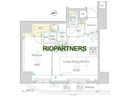 HY S 上野松が谷(1LDK/2階)の間取り写真