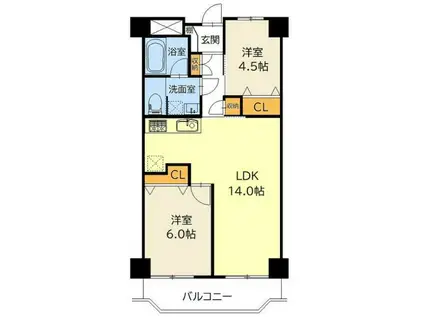 赤羽グリーンハイツ(2LDK/4階)の間取り写真