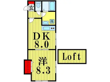 メゾンロータスII(1LDK/2階)の間取り写真