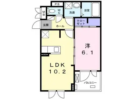 カッツェ(1LDK/2階)の間取り写真