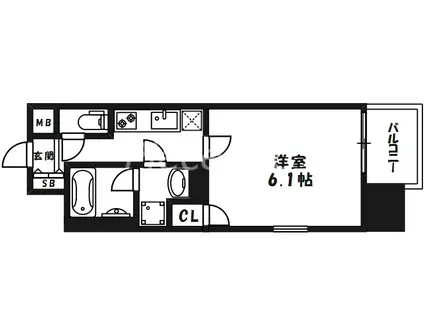 LUCE MINAMIMORIMACHI(1K/3階)の間取り写真